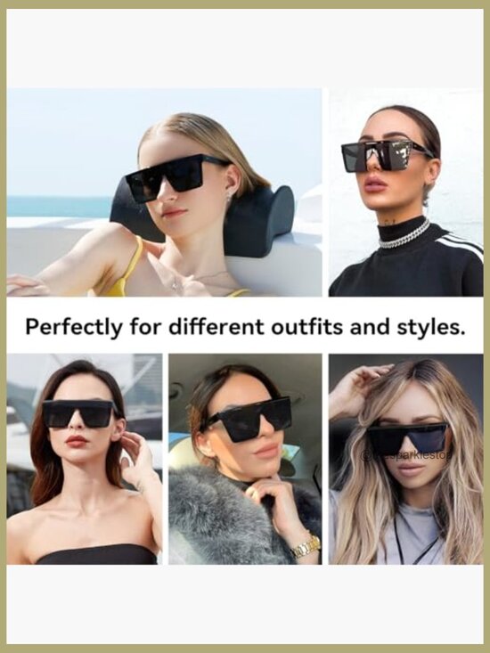Oversized Square Sunglasses UV400 Protection Unisex
